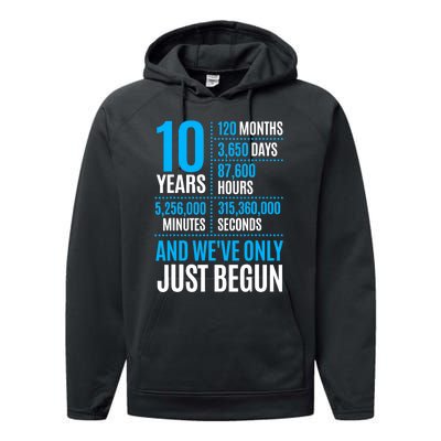 10 Year Anniversary Couple Her Or Him Wedding Gift Performance Fleece Hoodie