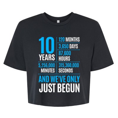 10 Year Anniversary Couple Her Or Him Wedding Gift Bella+Canvas Jersey Crop Tee