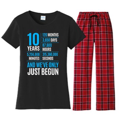 10 Year Anniversary Couple Her Or Him Wedding Gift Women's Flannel Pajama Set