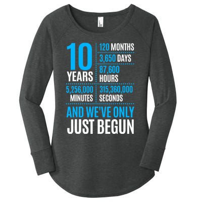 10 Year Anniversary Couple Her Or Him Wedding Gift Women's Perfect Tri Tunic Long Sleeve Shirt