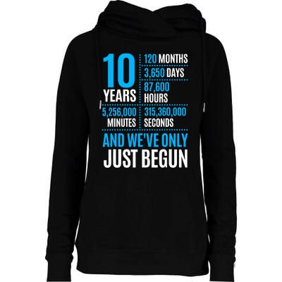 10 Year Anniversary Couple Her Or Him Wedding Gift Womens Funnel Neck Pullover Hood