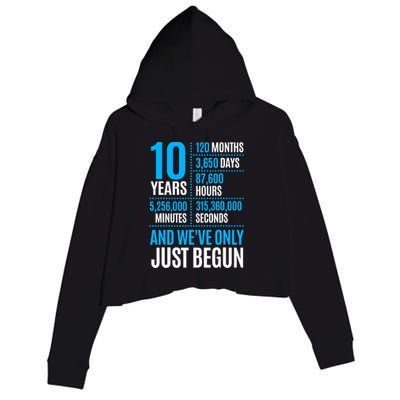 10 Year Anniversary Couple Her Or Him Wedding Gift Crop Fleece Hoodie