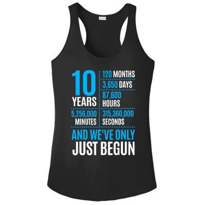 10 Year Anniversary Couple Her Or Him Wedding Gift Ladies PosiCharge Competitor Racerback Tank