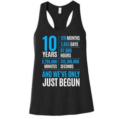 10 Year Anniversary Couple Her Or Him Wedding Gift Women's Racerback Tank