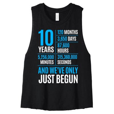 10 Year Anniversary Couple Her Or Him Wedding Gift Women's Racerback Cropped Tank