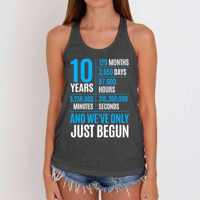 10 Year Anniversary Couple Her Or Him Wedding Gift Women's Knotted Racerback Tank