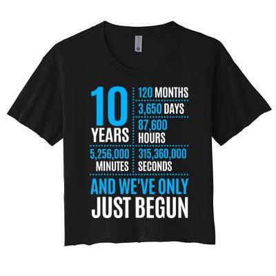 10 Year Anniversary Couple Her Or Him Wedding Gift Women's Crop Top Tee