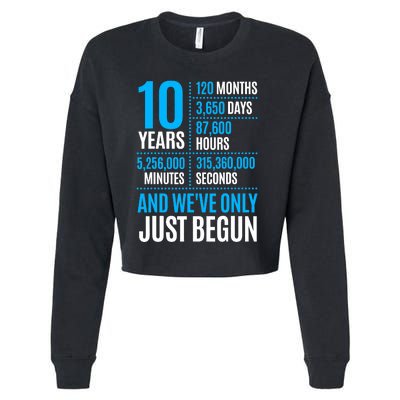 10 Year Anniversary Couple Her Or Him Wedding Gift Cropped Pullover Crew