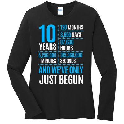 10 Year Anniversary Couple Her Or Him Wedding Gift Ladies Long Sleeve Shirt