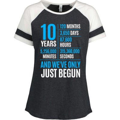 10 Year Anniversary Couple Her Or Him Wedding Gift Enza Ladies Jersey Colorblock Tee