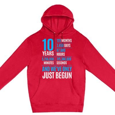 10 Year Anniversary Couple Her Or Him Wedding Gift Premium Pullover Hoodie