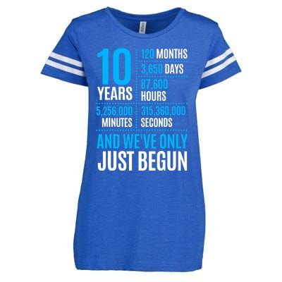 10 Year Anniversary Couple Her Or Him Wedding Gift Enza Ladies Jersey Football T-Shirt