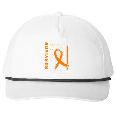 1 Year Cancer Free Orange Leukemia Survivor American Flag Snapback Five-Panel Rope Hat