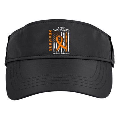 1 Year Cancer Free Orange Leukemia Survivor American Flag Adult Drive Performance Visor