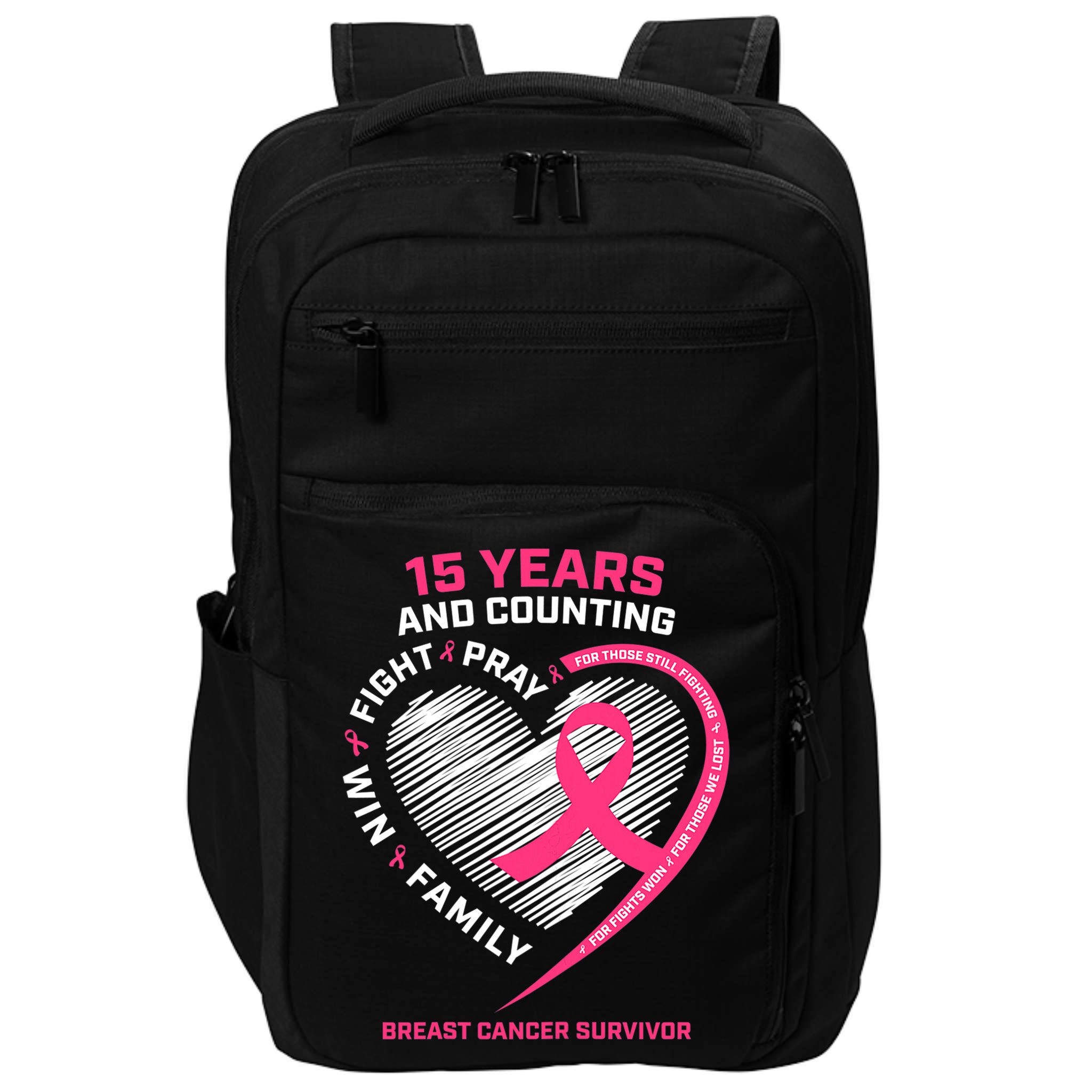 15 Years Cancer Free Gifts 15 Year Breast Cancer Survivor Impact Tech Backpack