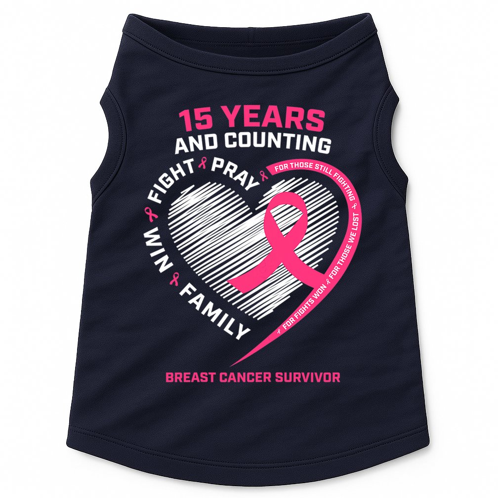 15 Years Cancer Free Gifts 15 Year Breast Cancer Survivor Doggie Tank
