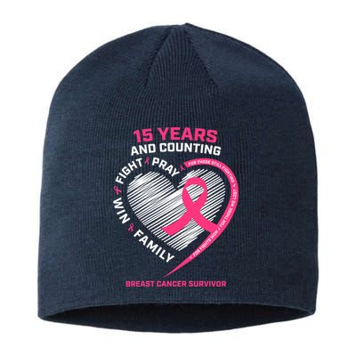 15 Years Cancer Free Gifts 15 Year Breast Cancer Survivor Sustainable Beanie