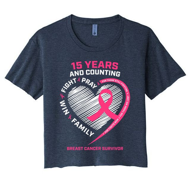15 Years Cancer Free Gifts 15 Year Breast Cancer Survivor Crop Top