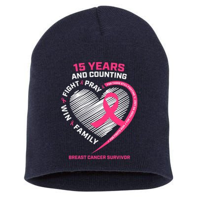 15 Years Cancer Free Gifts 15 Year Breast Cancer Survivor Short Acrylic Beanie