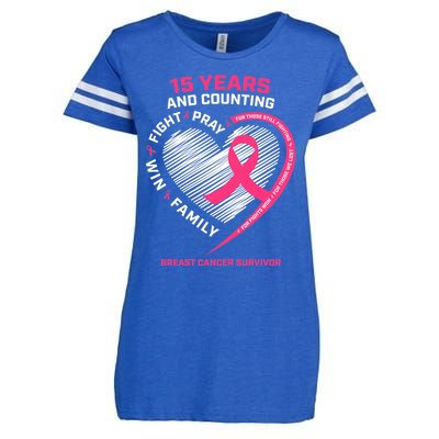 15 Years Cancer Free Gifts 15 Year Breast Cancer Survivor Enza Ladies Jersey Football T-Shirt