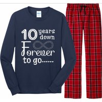 10 Years Down Forever To Go Cute 10th Wedding Anniversary Long Sleeve Pajama Set