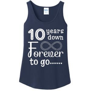 10 Years Down Forever To Go Cute 10th Wedding Anniversary Ladies Essential Tank