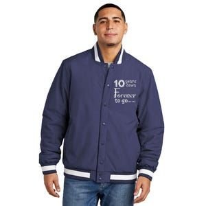 10 Years Down Forever To Go Cute 10th Wedding Anniversary Insulated Varsity Jacket