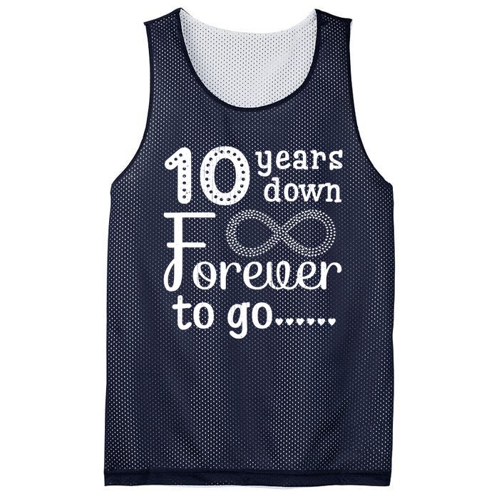 10 Years Down Forever To Go Cute 10th Wedding Anniversary Mesh Reversible Basketball Jersey Tank