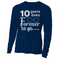 10 Years Down Forever To Go Cute 10th Wedding Anniversary Cooling Performance Long Sleeve Crew