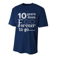 10 Years Down Forever To Go Cute 10th Wedding Anniversary Performance Sprint T-Shirt