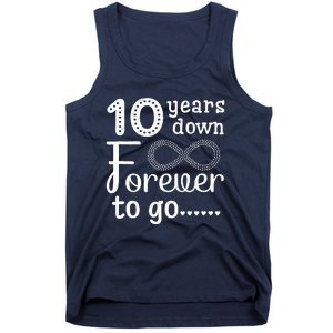 10 Years Down Forever To Go Cute 10th Wedding Anniversary Tank Top