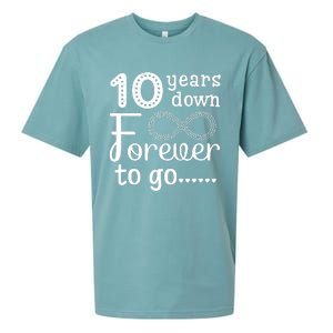 10 Years Down Forever To Go Cute 10th Wedding Anniversary Sueded Cloud Jersey T-Shirt