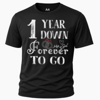 1 Year Down Forever To Go Couple 1st Wedding Anniversary Cooling Performance Crew T-Shirt