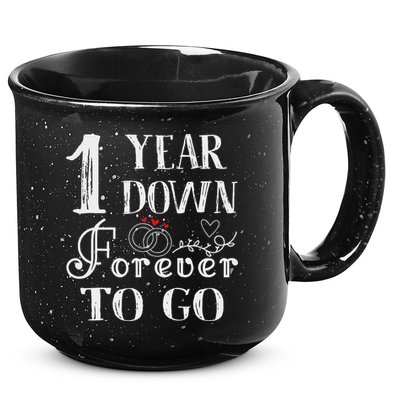 1 Year Down Forever To Go Couple 1st Wedding Anniversary 15oz Campfire Ceramic Mug