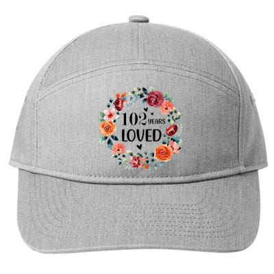 102 Years Loved Mom Grandma 102 Years Old Birthday 7-Panel Snapback Hat