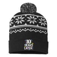 10 Years Later Ten 10 Year Old Birthday USA-Made Snowflake Beanie