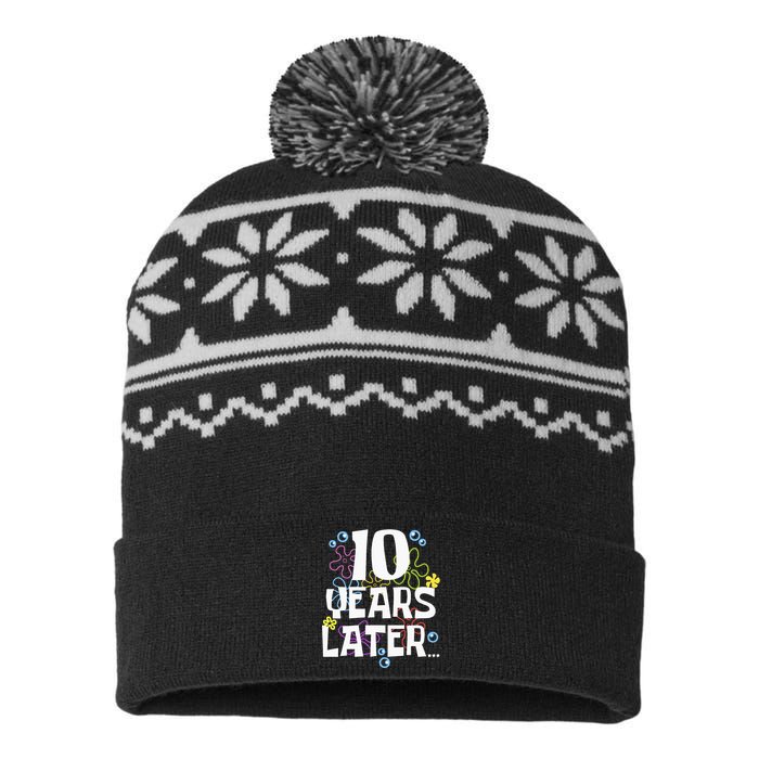 10 Years Later Ten 10 Year Old Birthday USA-Made Snowflake Beanie