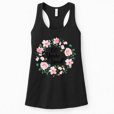 100 Years Loved Men Women 100 Years Old Cool 100th Birthday Gift Womens Tank Top