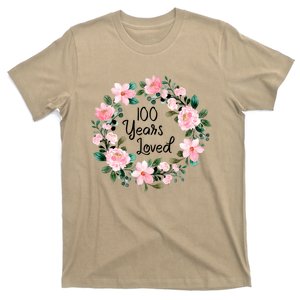 100 Years Loved Men Women 100 Years Old Cool 100th Birthday Gift T-Shirt