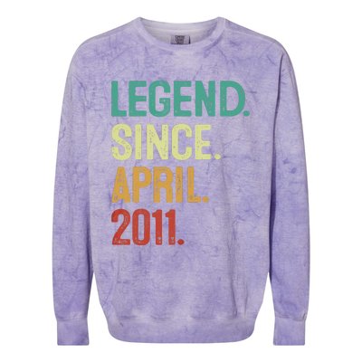 12 Years Old Legend Since April 2011 12th Birthday Colorblast Crewneck Sweatshirt