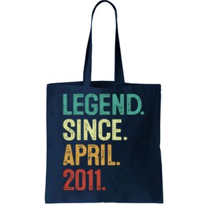 12 Years Old Legend Since April 2011 12th Birthday Tote Bag