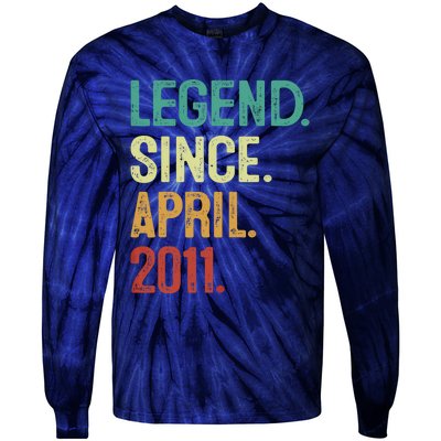 12 Years Old Legend Since April 2011 12th Birthday Tie-Dye Long Sleeve Shirt