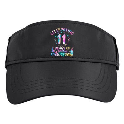 11 Years of Being Awesome 11 Years Old 11th Birthday Tie Dye Adult Drive Performance Visor