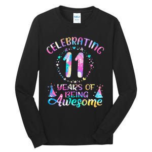 11 Years of Being Awesome 11 Years Old 11th Birthday Tie Dye Tall Long Sleeve T-Shirt