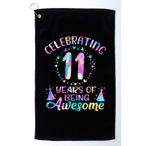 11 Years of Being Awesome 11 Years Old 11th Birthday Tie Dye Platinum Collection Golf Towel