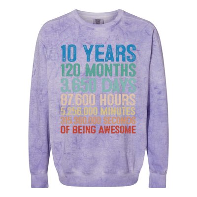 10 Year Old Gift Decorations 10th Bday Awesome 2013 Birthday Colorblast Crewneck Sweatshirt