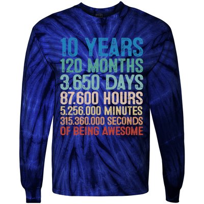 10 Year Old Gift Decorations 10th Bday Awesome 2013 Birthday Tie-Dye Long Sleeve Shirt