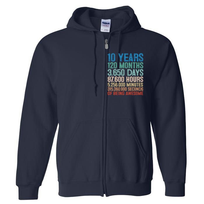 10 Year Old Gift Decorations 10th Bday Awesome 2013 Birthday Full Zip Hoodie