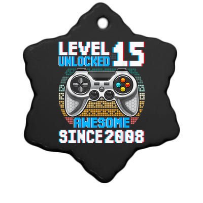 15 Year Old Gamer Boy Since 2008 15th Birthday Present Gifts Gaming Ceramic Star Ornament