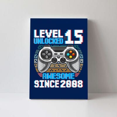 15 Year Old Gamer Boy Since 2008 15th Birthday Present Gifts Gaming Canvas